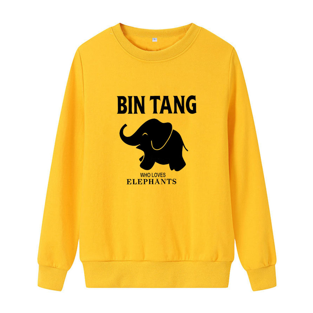 Dame sweatshirt med stort elefantmotiv og motiverende trykk Skjora