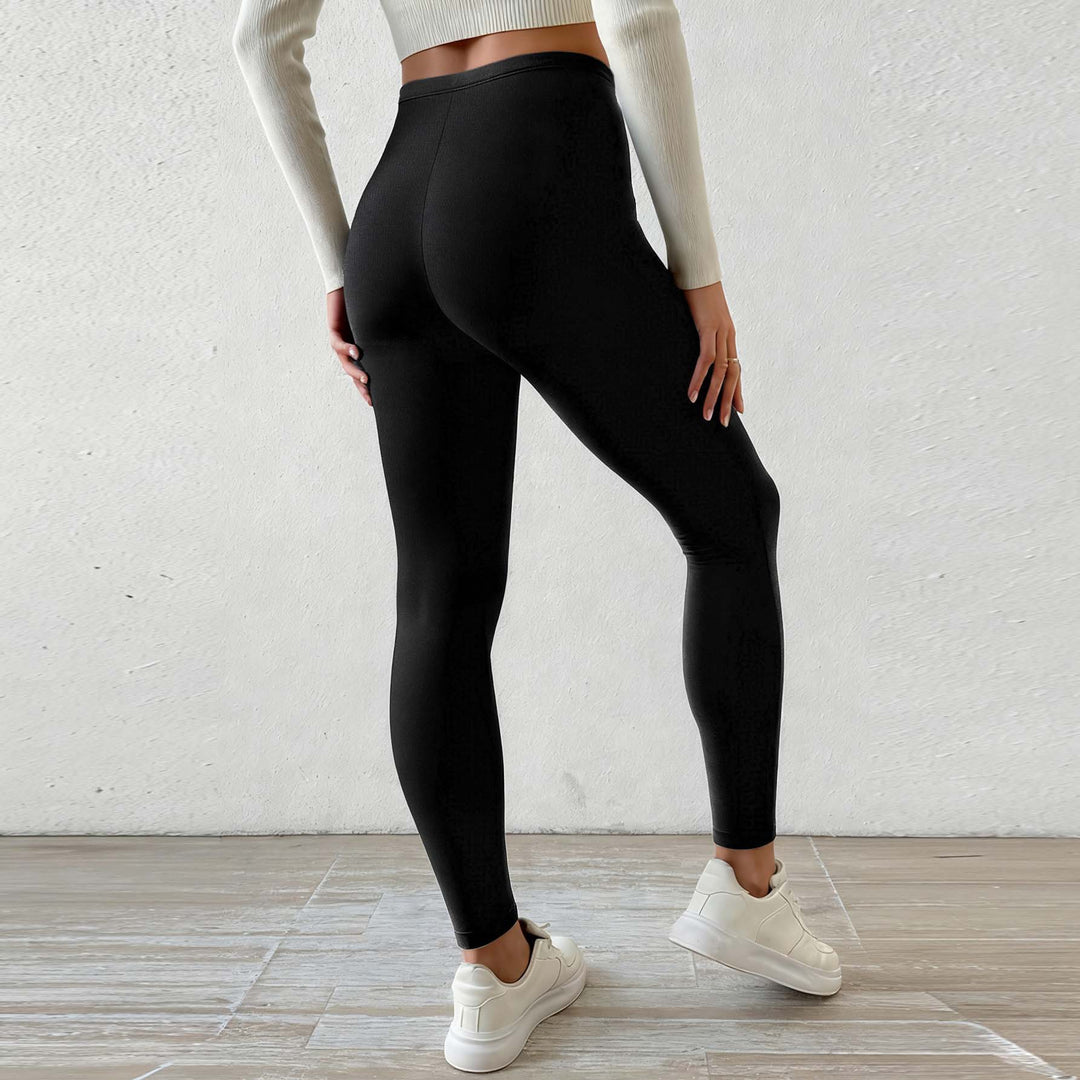 Damer fleecefôrede leggings med høyt liv og snor Skjora