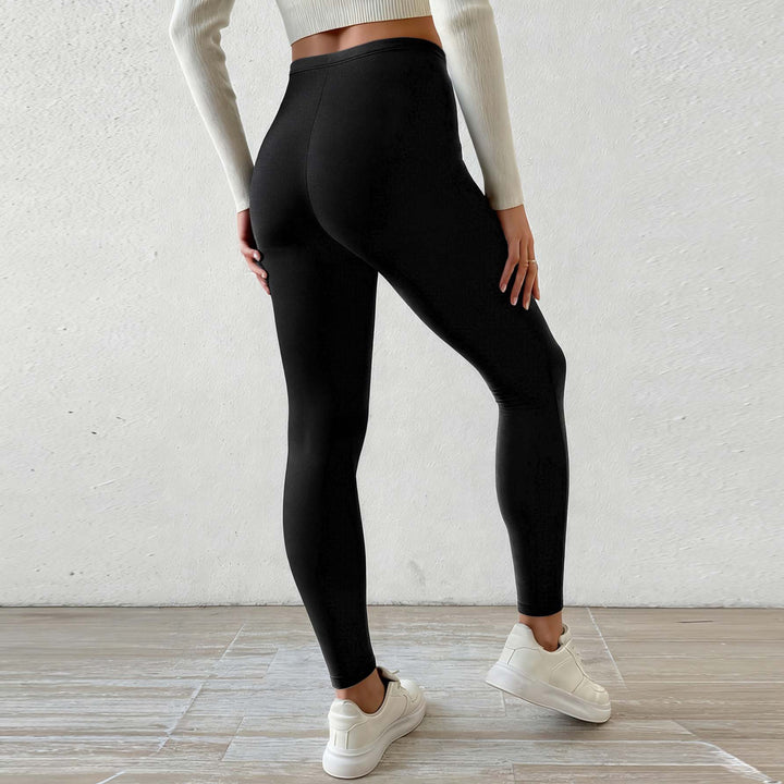 Damer fleecefôrede leggings med høyt liv og snor Skjora