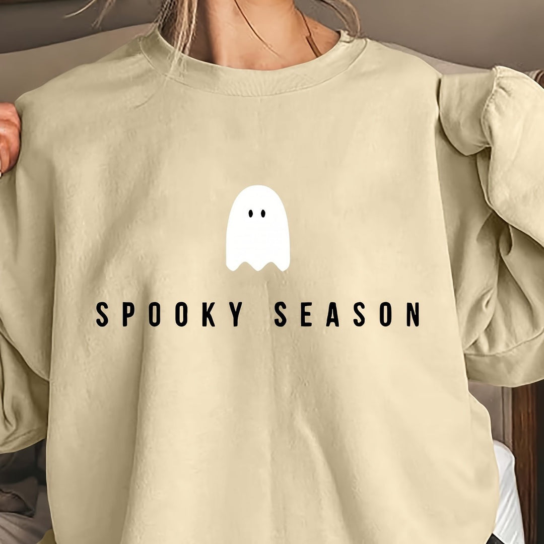 Damer sweatshirt med morsomt spøkelsemotiv og vid kutt Skjora