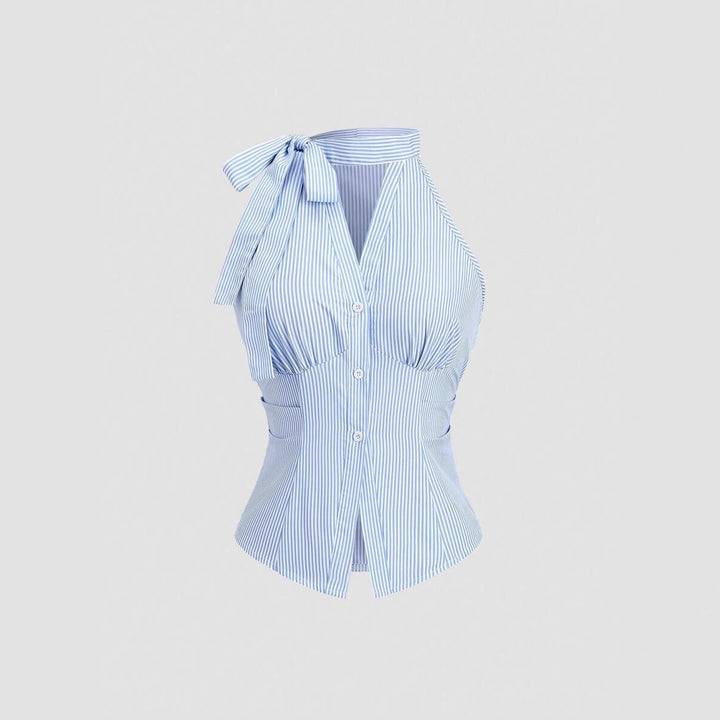 Dame sommerlig bluse med ribbestruktur Skjora