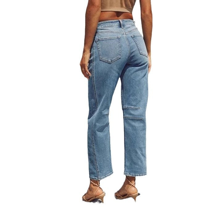 Kvinne Høytliv Mom Jeans med Unik Snitt Skjora