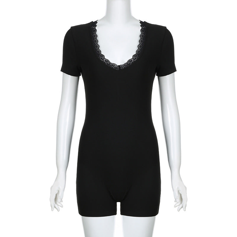 Dame elegant body med spissbroderi Skjora