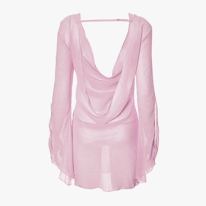 Damer Elegant chiffon topp med dyp ryggutskjæring Skjora