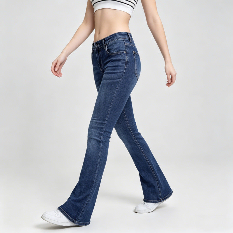 Damer Flared Jeans i klassisk 70-talls stil med høy midje Skjora