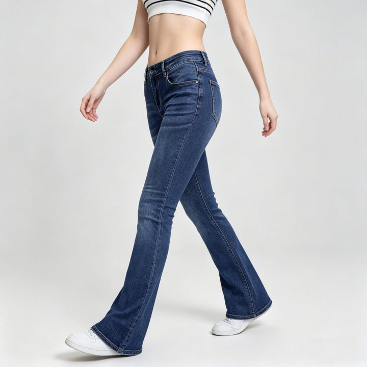 Damer Flared Jeans i klassisk 70-talls stil med høy midje Skjora