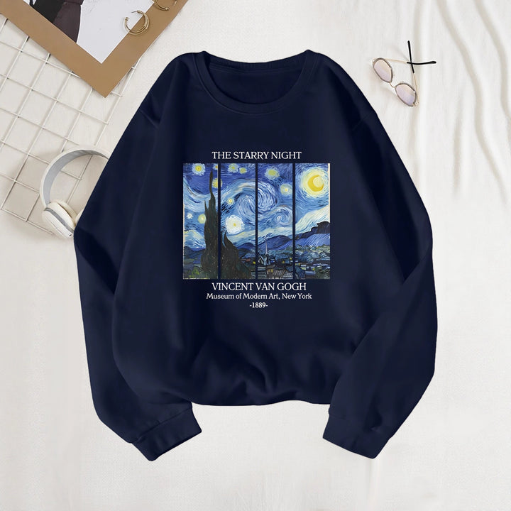 Dame sweatshirt med klassisk Van Gogh kunstmotiv Skjora
