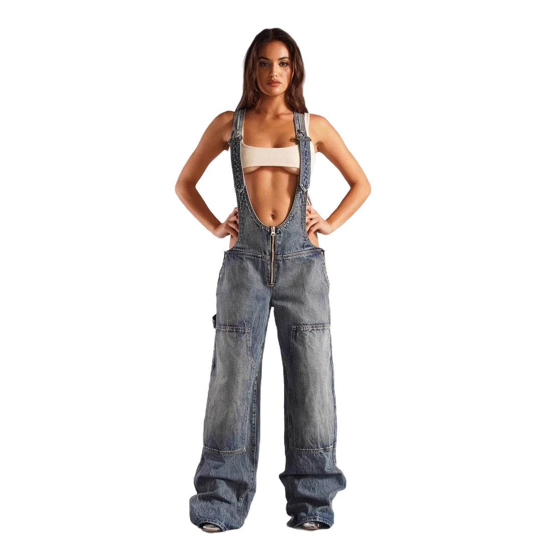Damer avslappet denim salopp bukse med oversized snitt og praktiske lommer Skjora