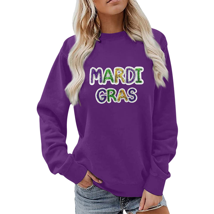 Kvinners hettegenser med livlig Mardi Gras-trykk Skjora