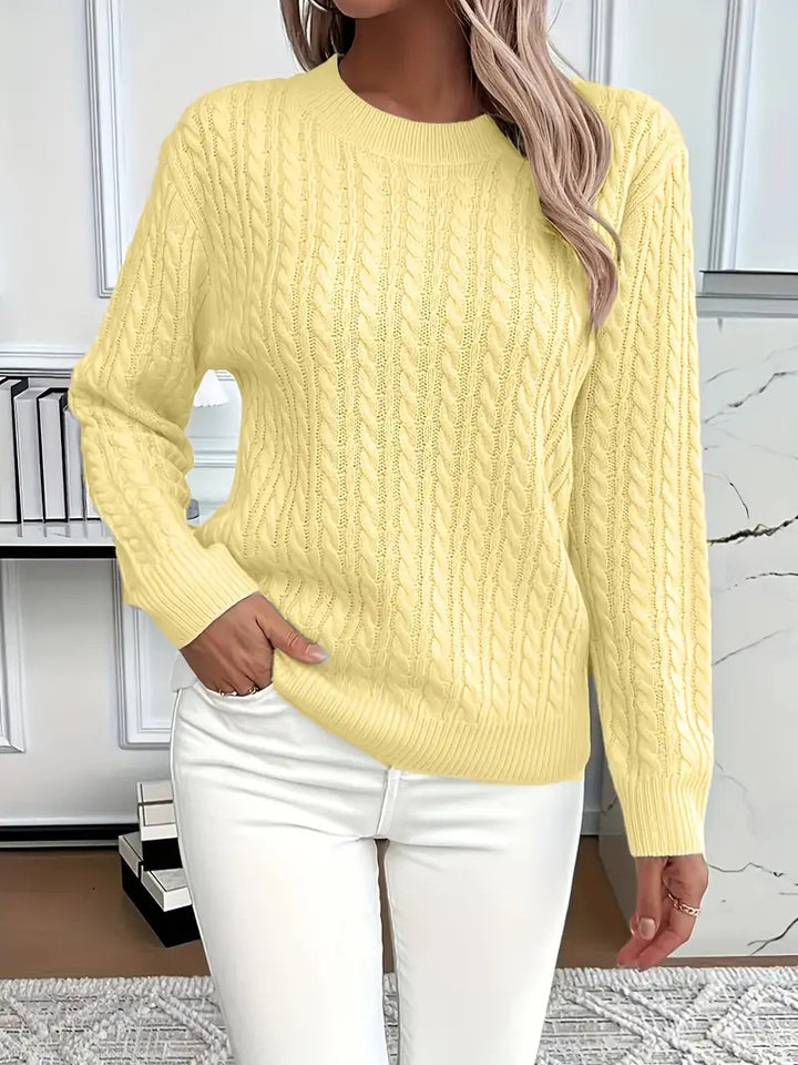Women's Knitted Sweater with Elegant Cable Design Skjora