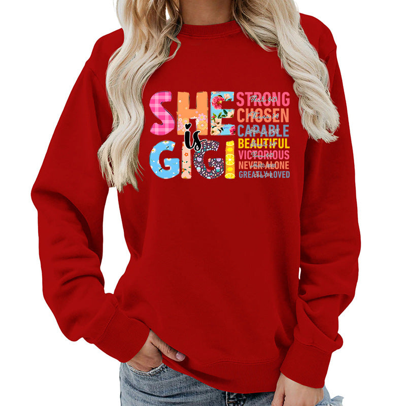 Kvinne sweatshirt med inspirerende tekstdesign Skjora