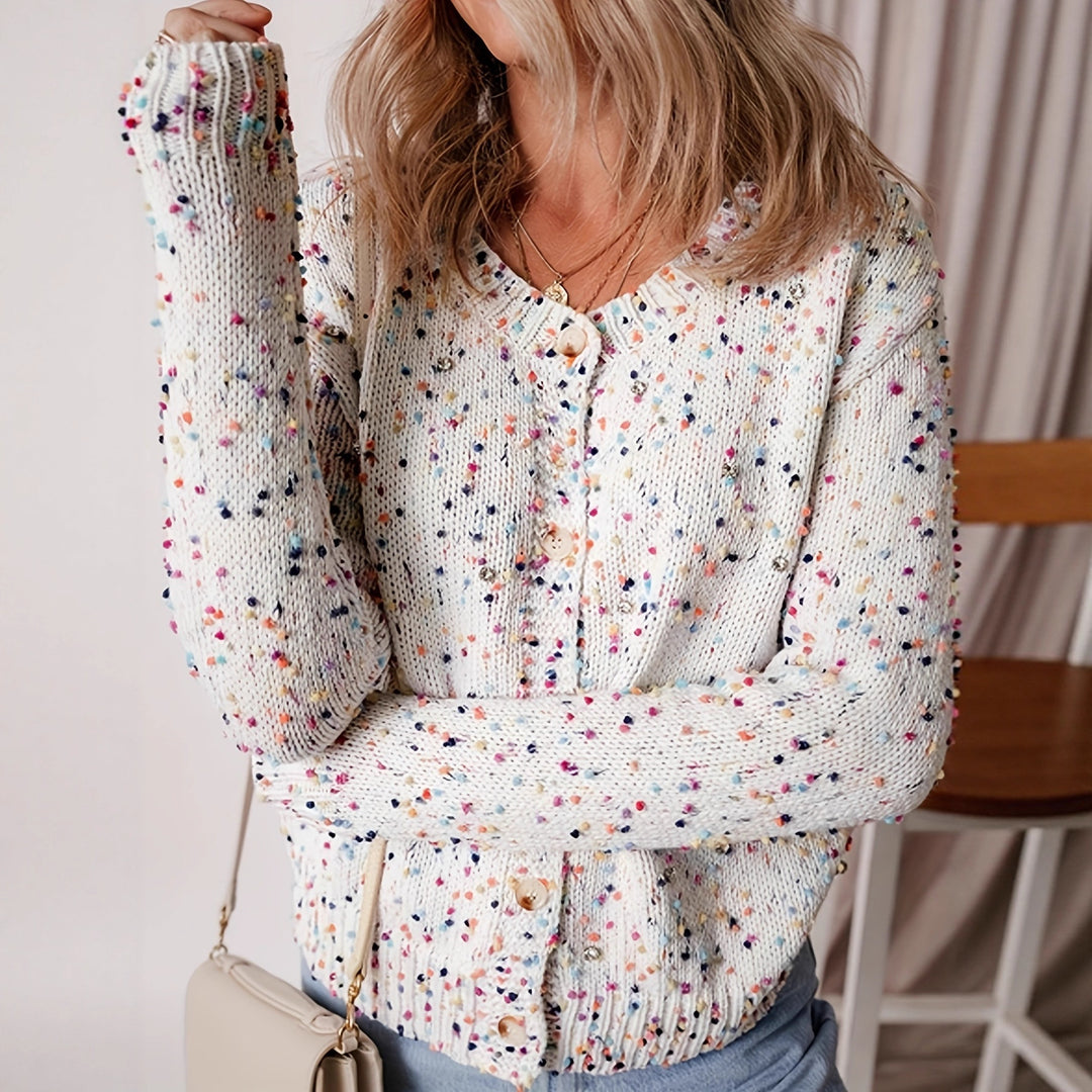 Kvinne cardigan med fargerik mønster Skjora