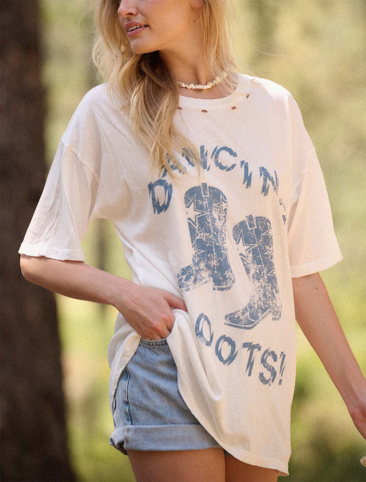 Dame Oversized T-skjorte med nostalgisk Porto-trykk Skjora