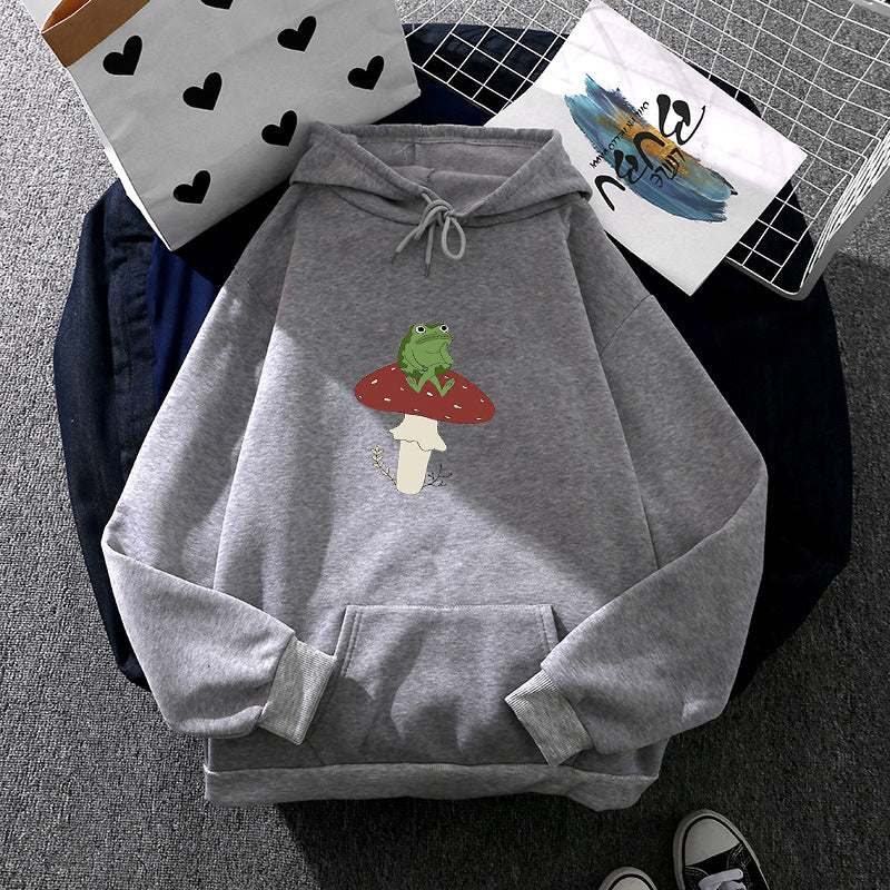 Kvinne hoodie med unikt frosk motiv Skjora