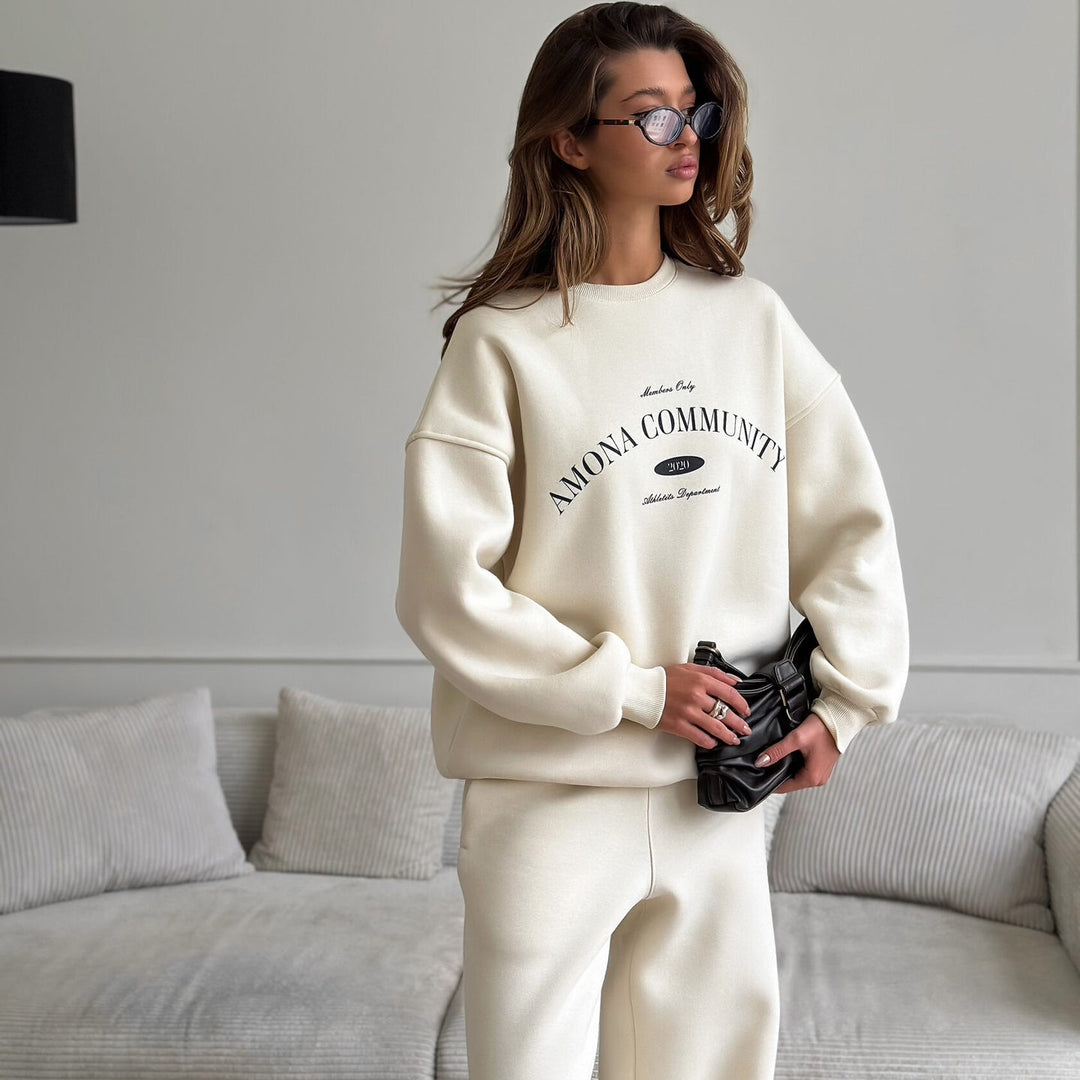 Dame komfortabel oversized genser og joggebukse sett Skjora