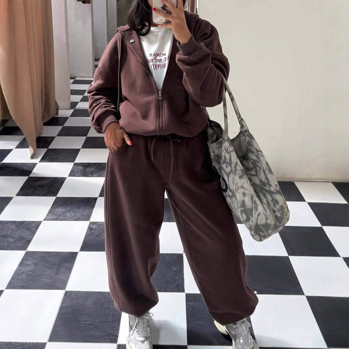 Damer Fleece Jumpsuit med Glidelås og Praktiske Lommer