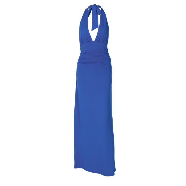 Dame Halter-Maksikjole med elegant Drapering Skjora