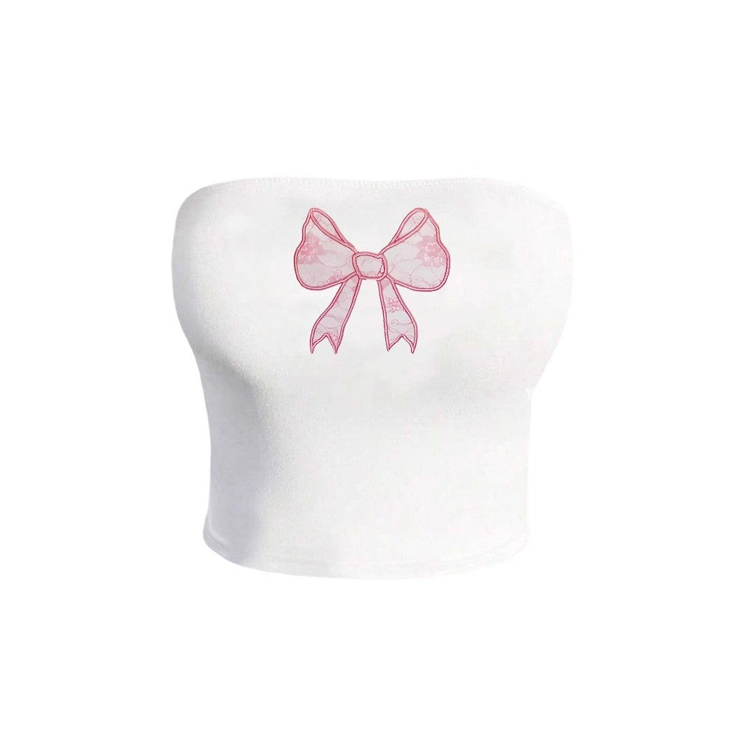 Dame Bandeau-top med elegant spissbåndmotiv Skjora