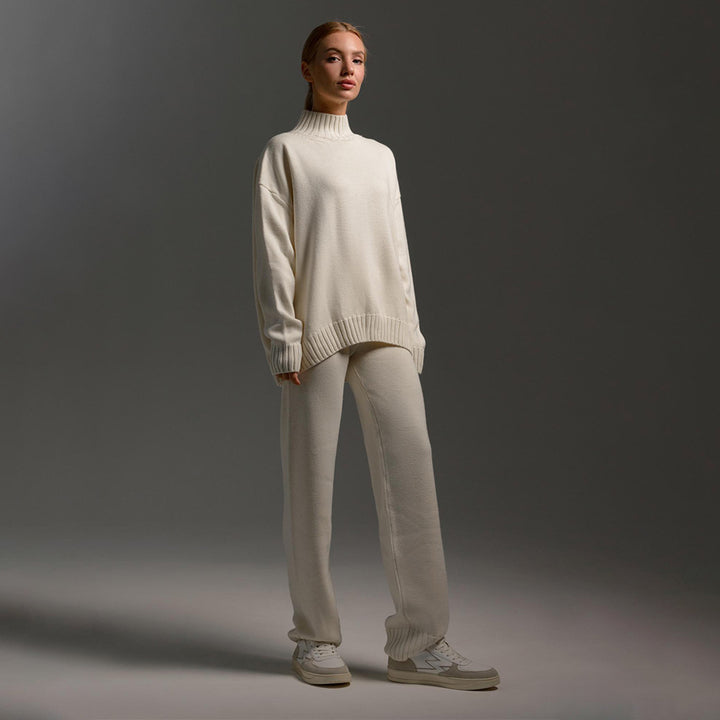 Damers Koselige Strikket Jumpsuit med Høy Krage og Løs Passform Skjora