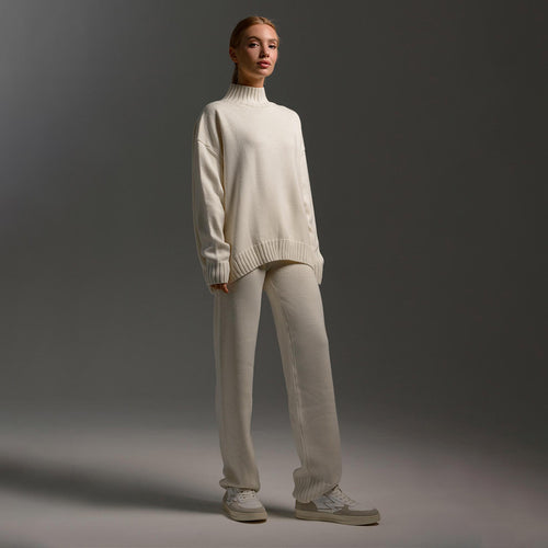 Damers Koselige Strikket Jumpsuit med Høy Krage og Løs Passform Skjora