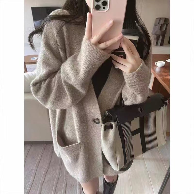 Damer Cozy Cardigan med løs passform og lommer