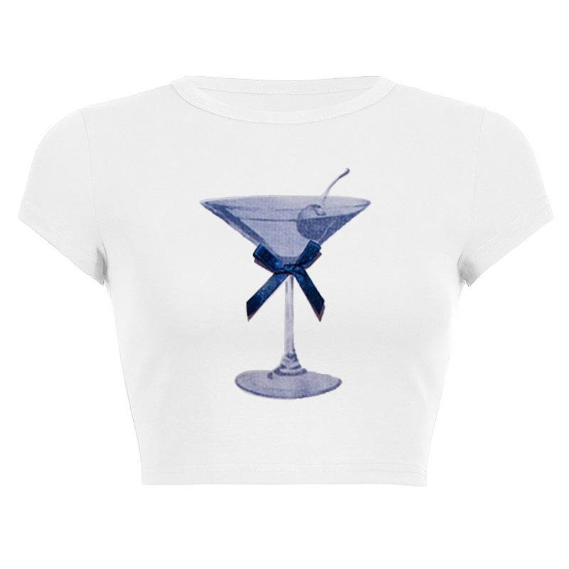 Dame tanktop med kreativ cocktail-design Skjora
