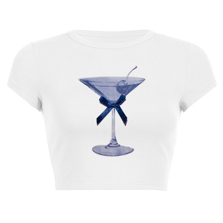 Dame tanktop med kreativ cocktail-design Skjora
