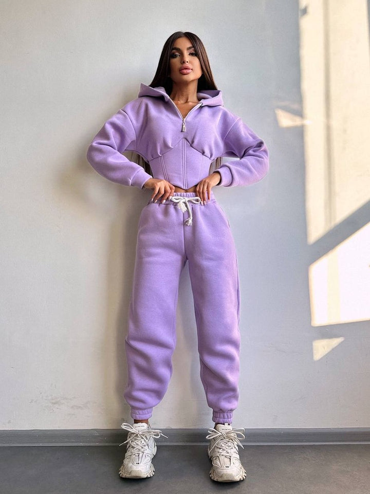 Kvinnegens cropped sweatshirt dress med høy krage og justerbar midje Skjora