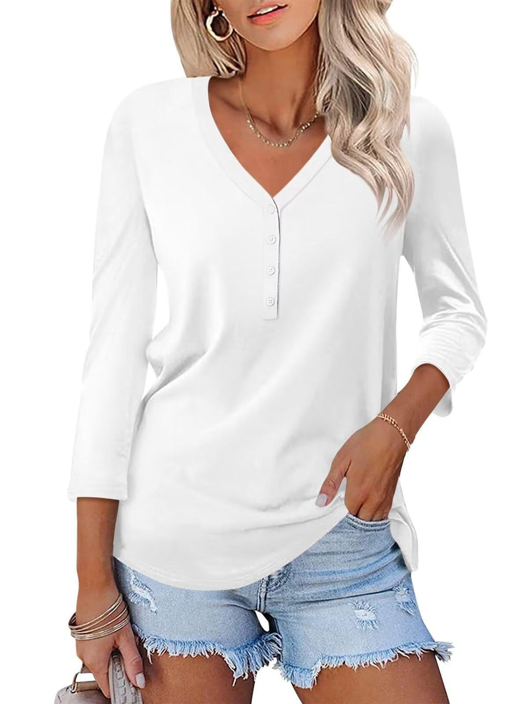 Women's Long Sleeve V-neck Shirt Skjora