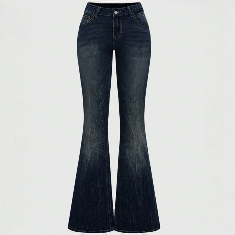 Dame Bootcut Jeans med detaljerte broderier og høy midje Skjora