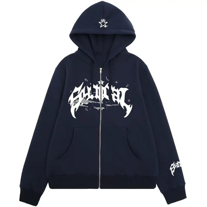 Dame hoodie med urban grafisk element og praktiske lommer Skjora