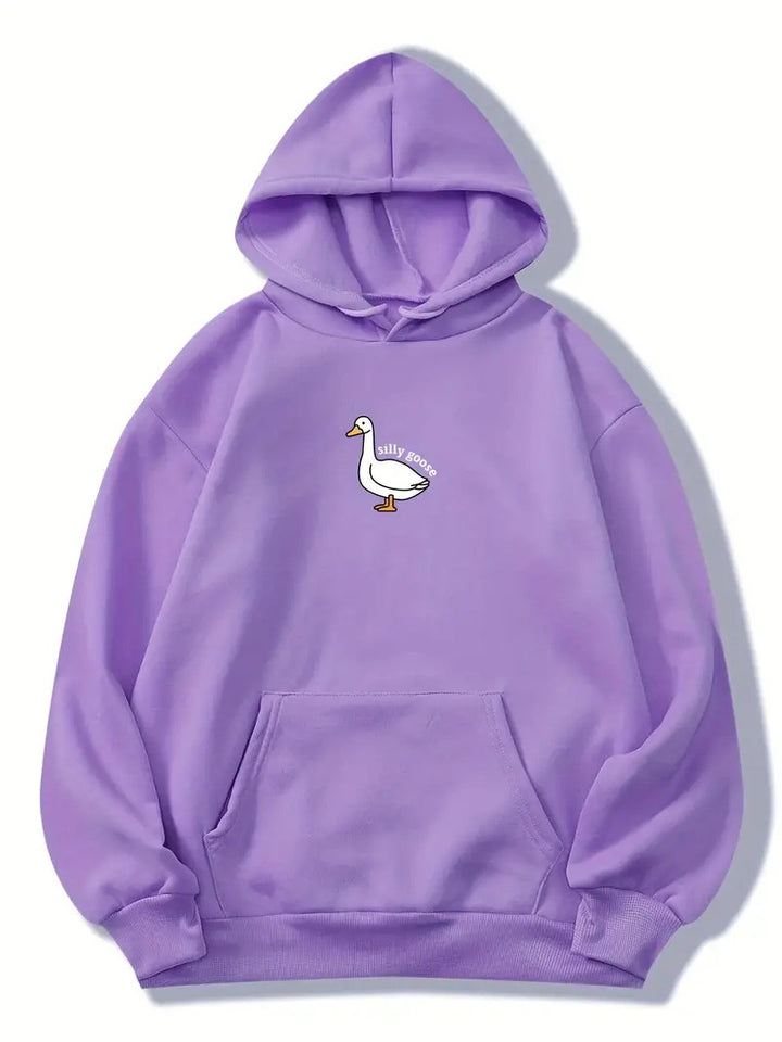 Women's hoodie with a creative goose motif and soft fleece interior Skjora