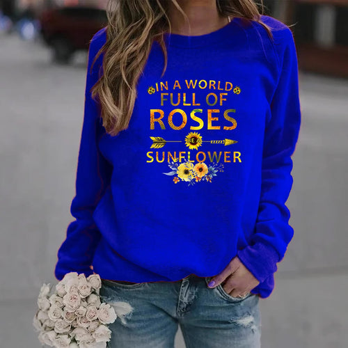 Dame sweatshirt med inspirerende design og blomsterdekorasjon Skjora