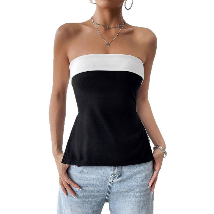Dame Bandeau-top med elegant fargeblokkdesign Skjora