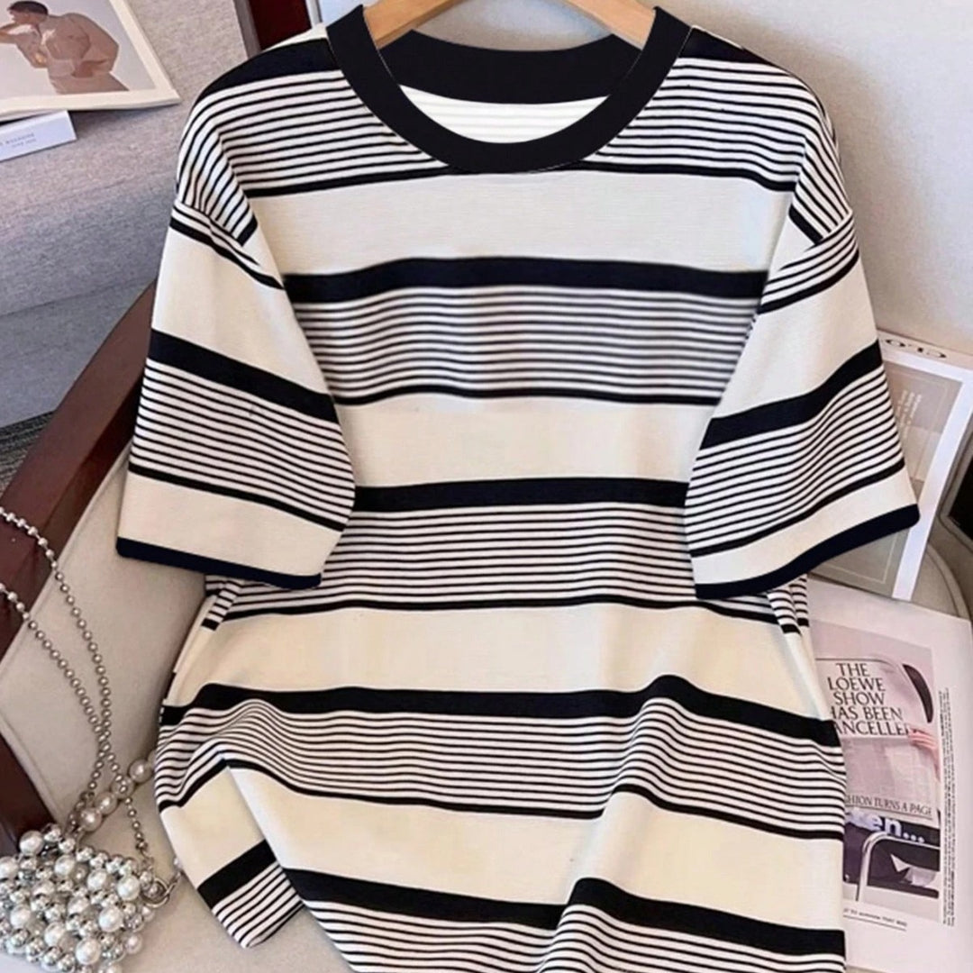 Damer stripete fritids-loungewear sett med mykt materiale Skjora