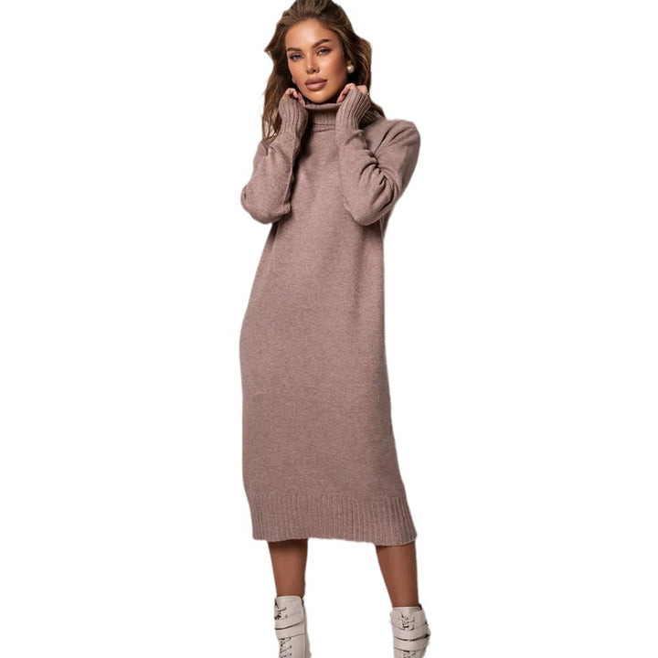 Kvinnes strikket kjole med høyhals og avslappet snitt Skjora
