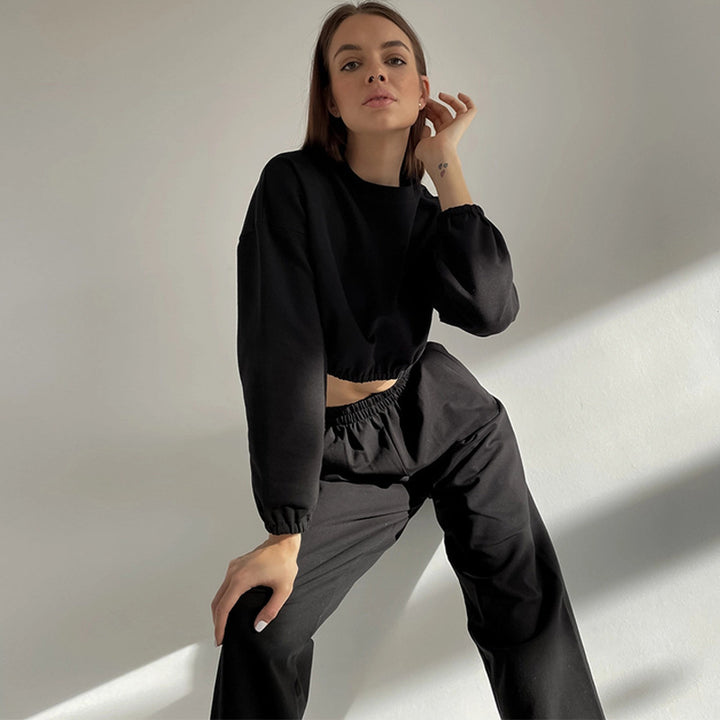 Dame sporty loungewear-set med løs passform og elastisk midje Skjora