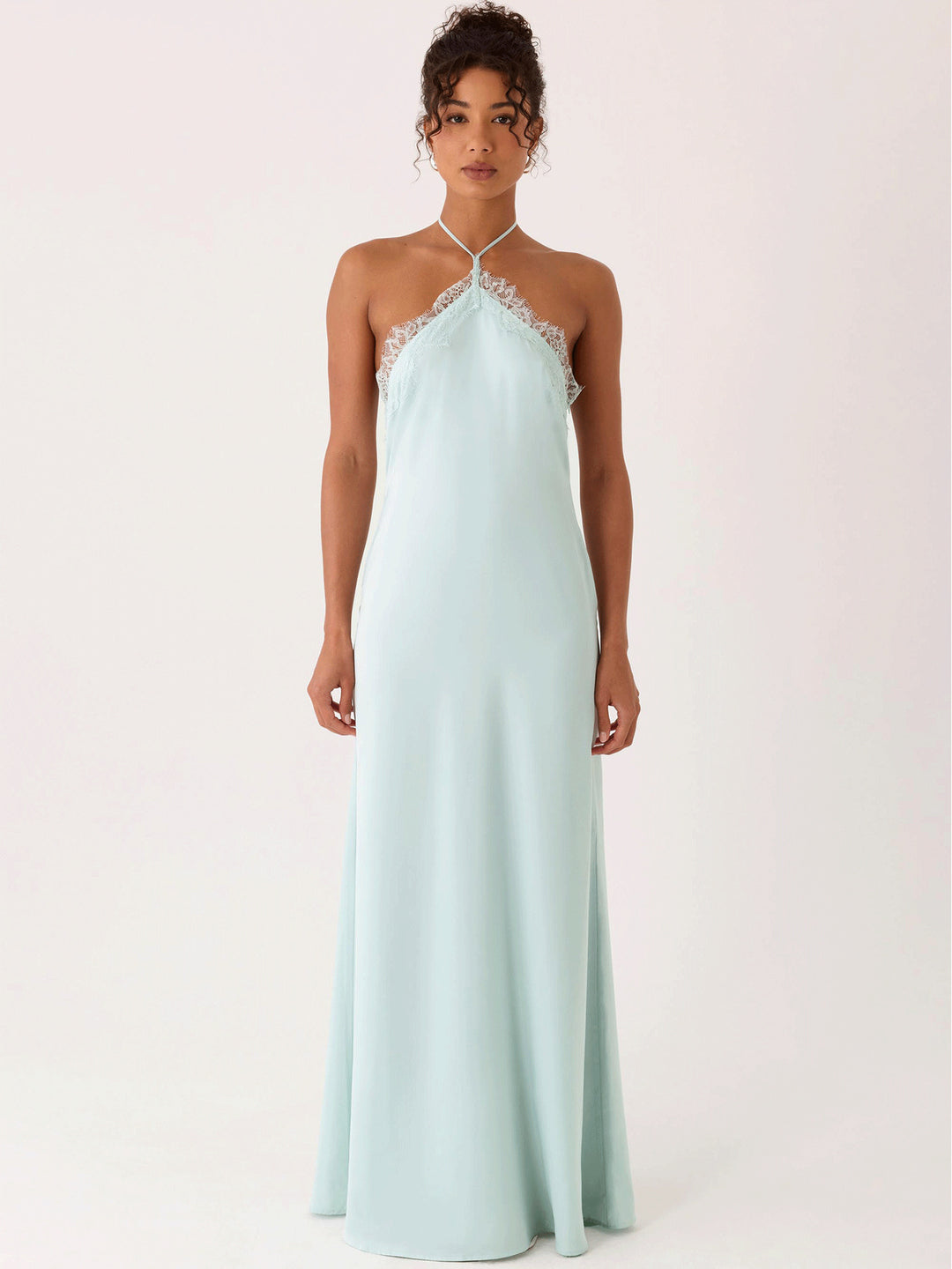 Dame Elegant Maxi Kjole med sofistikert blonde bustier og flytende stoff