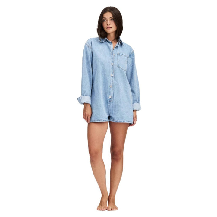 Dame Jeans-Overall med kort erme og praktiske lommer Skjora