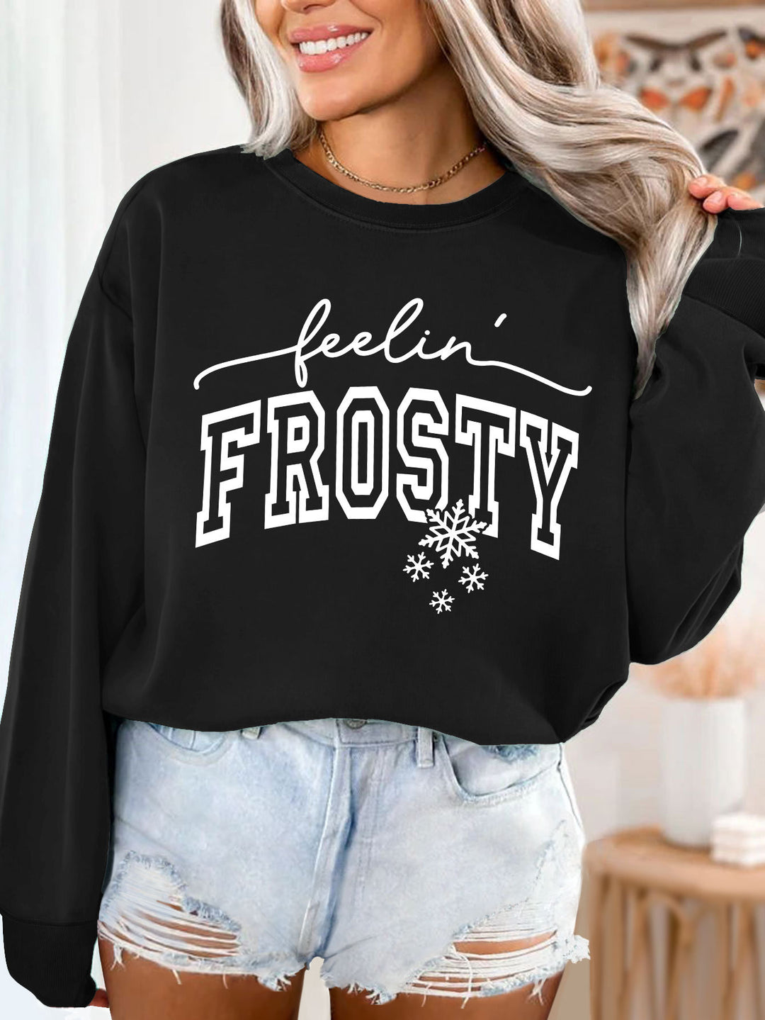 Dame sweatshirt med grafisk trykk Skjora