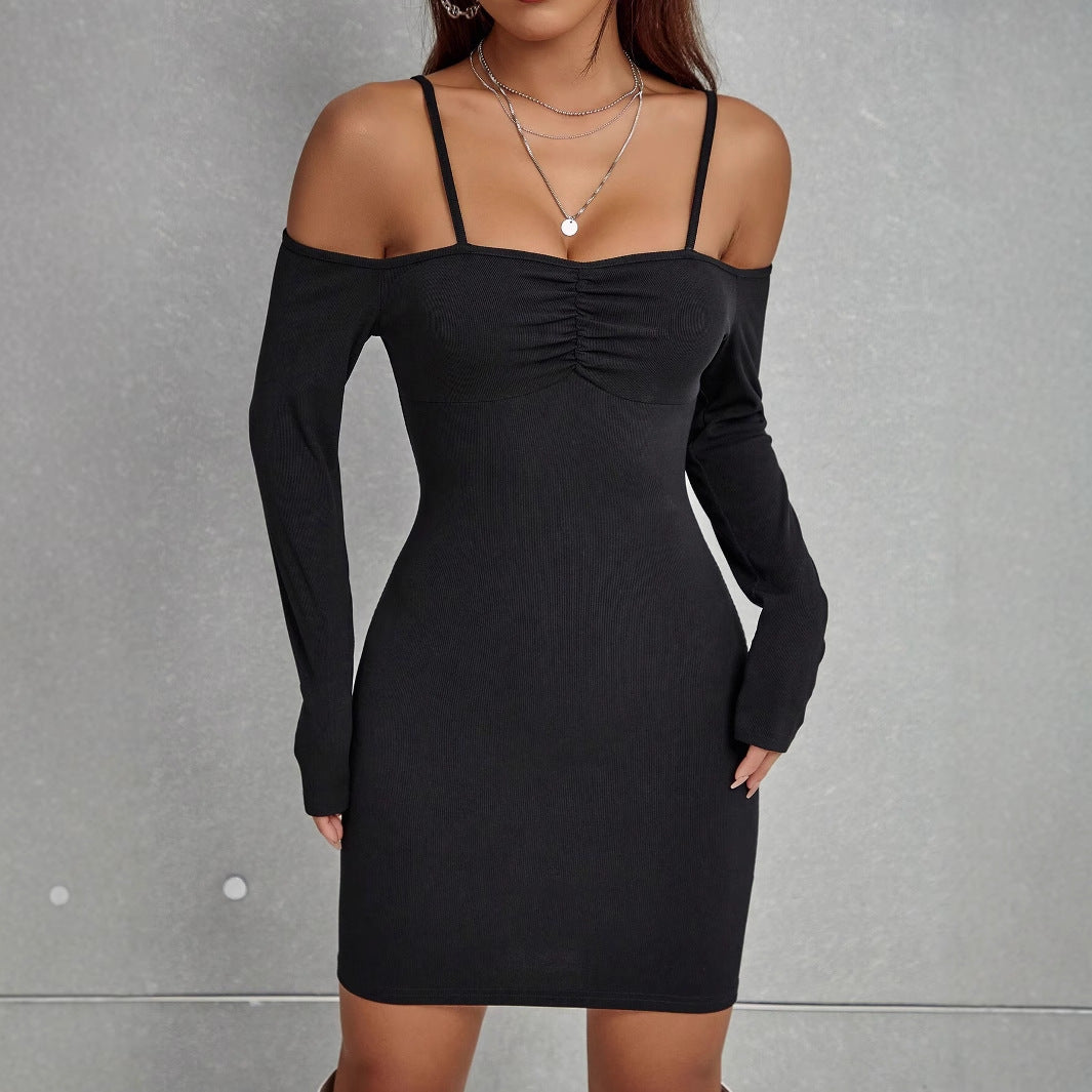 Dame elegant Bodycon-kjole med cut-out-detaljer og lange ermer Skjora