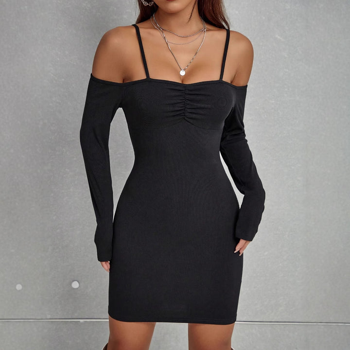 Dame elegant Bodycon-kjole med cut-out-detaljer og lange ermer Skjora