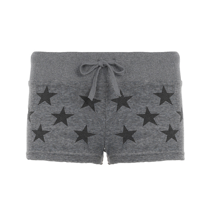 Dame Sporty Shorts med stjerneprint og elastisk strikk Skjora