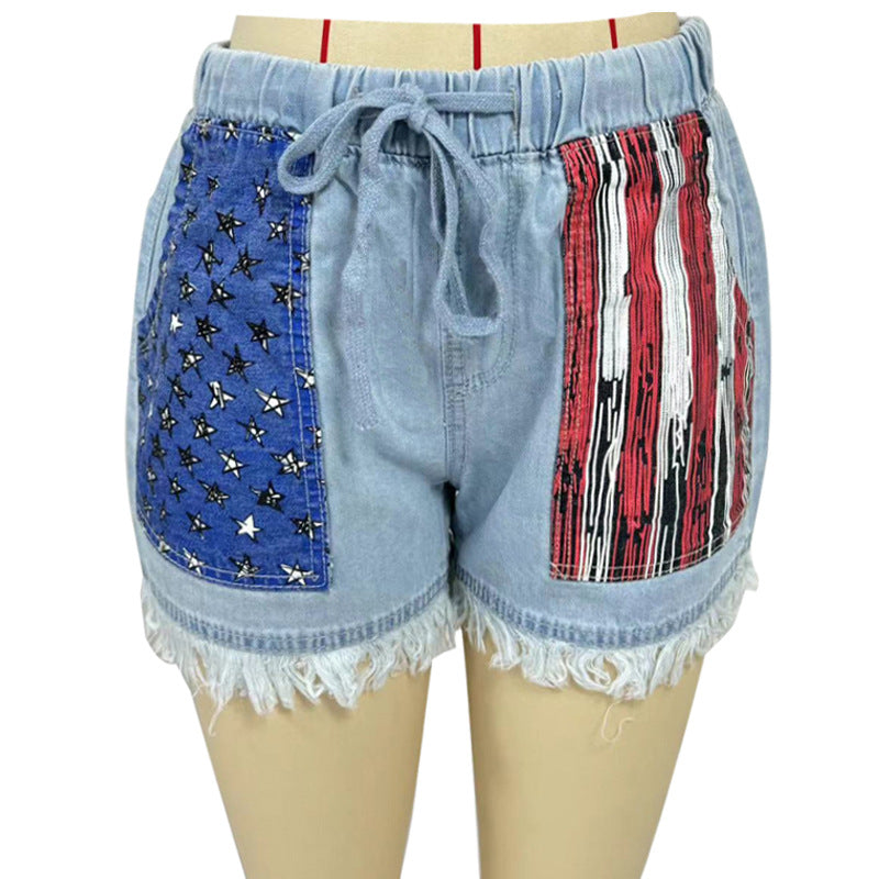 Dame Denim-shorts med kreative lommer Skjora