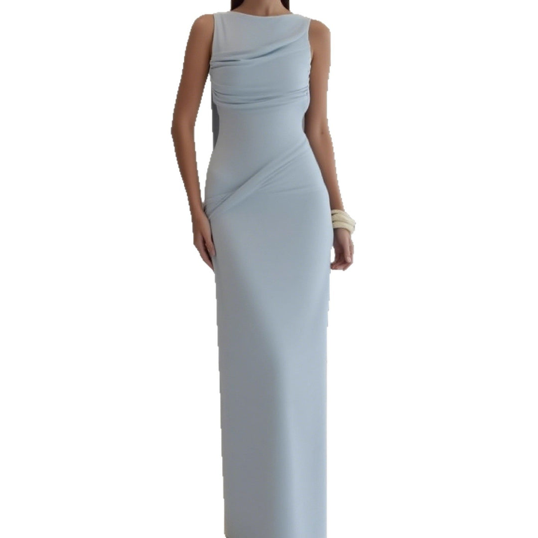 Damer Elegant Maxi-kjole med raffinerte draperinger og asymmetrisk snitt Skjora