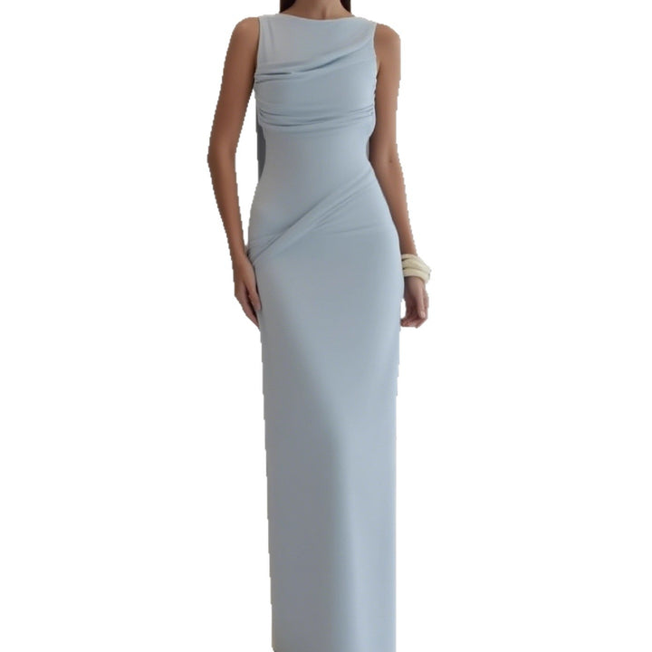 Damer Elegant Maxi-kjole med raffinerte draperinger og asymmetrisk snitt Skjora