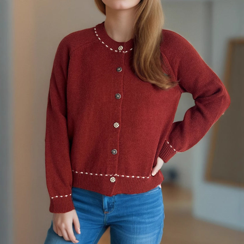 Damer koselig cardigan med dekorative knapper Skjora