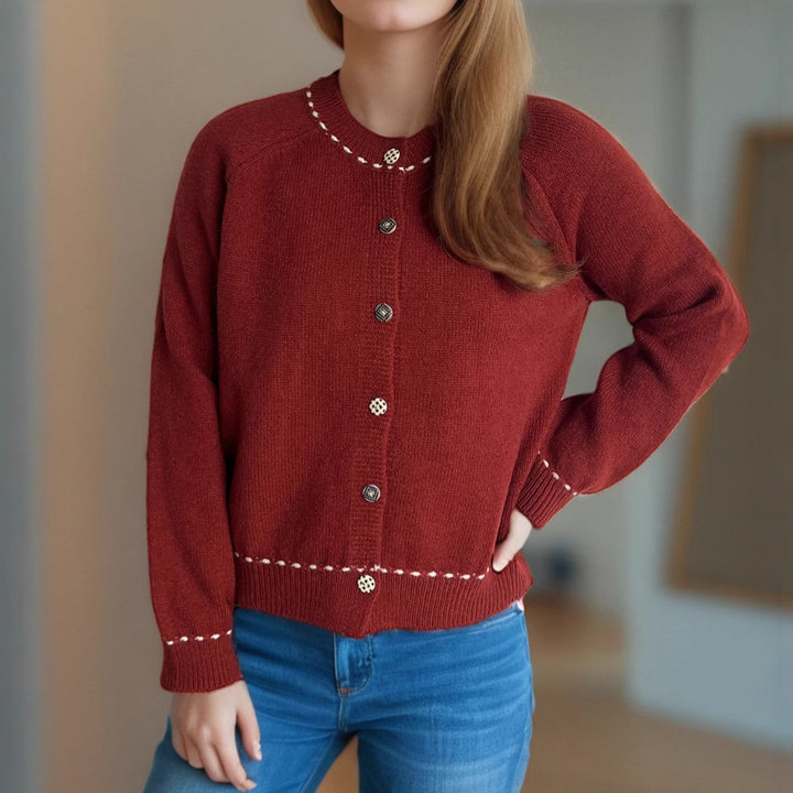 Damer koselig cardigan med dekorative knapper Skjora