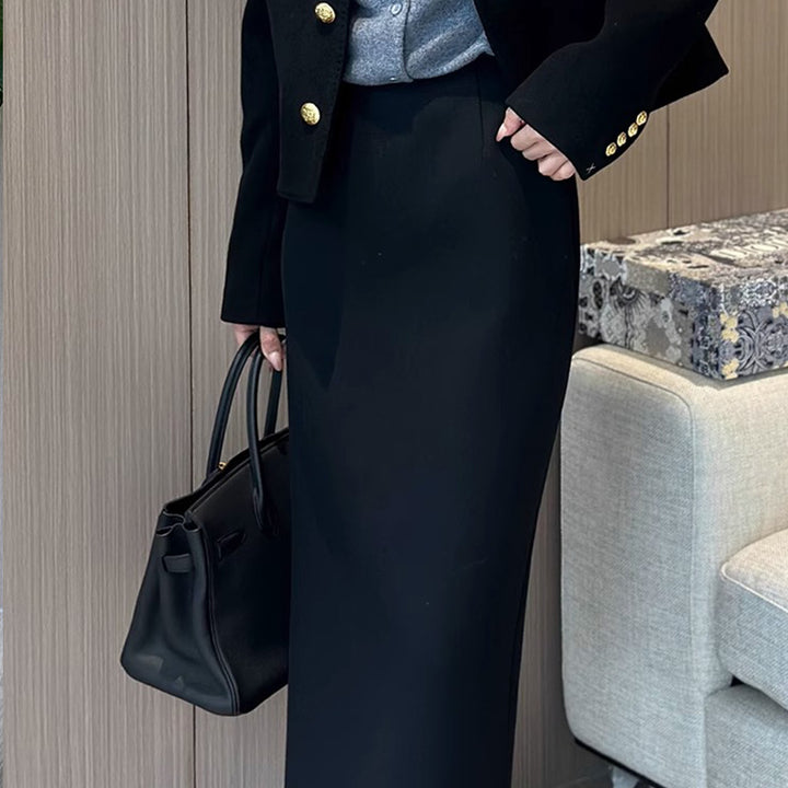 Dame Elegant Blazer-set med grafisk skjørt Skjora