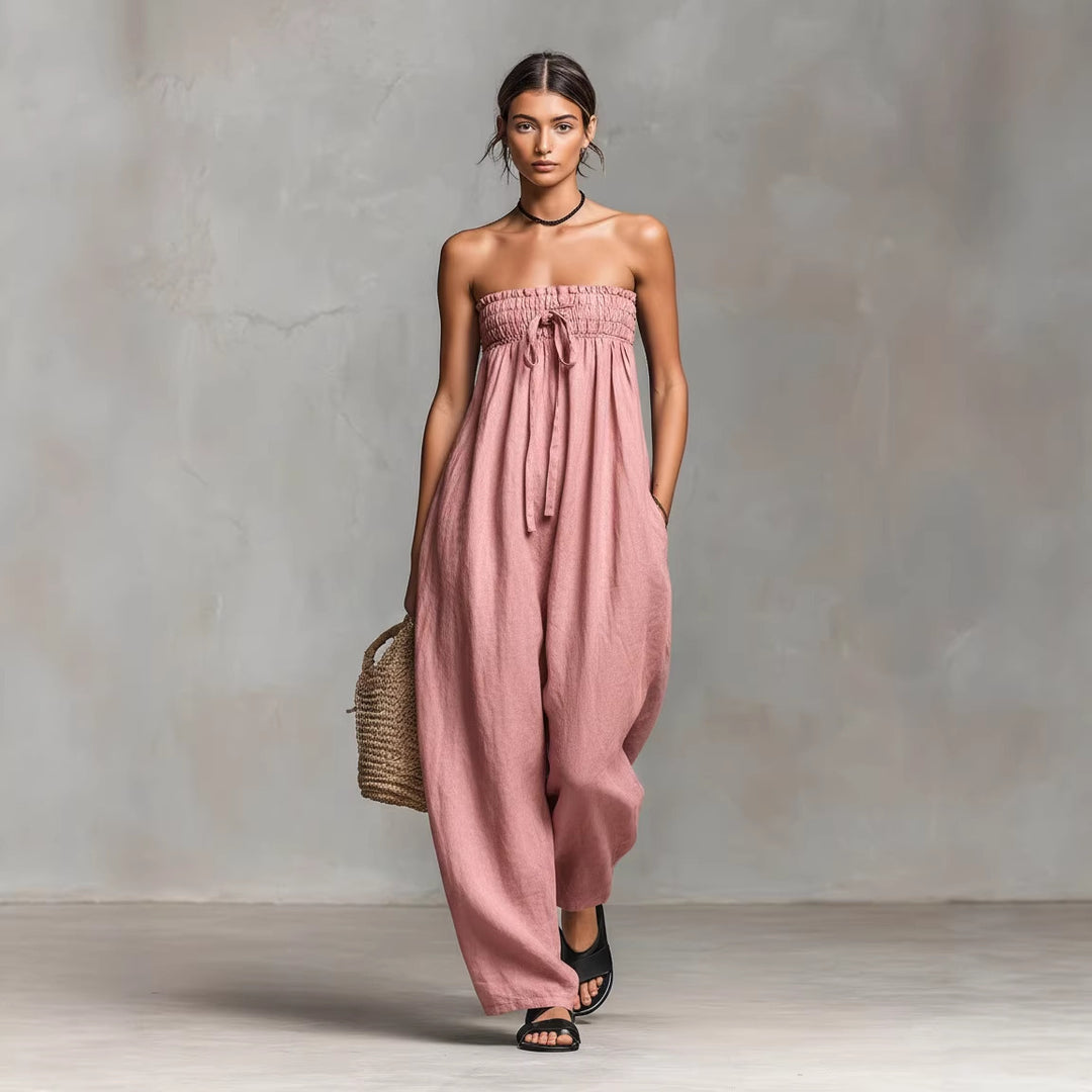 Dame Løs jumpsuit med elastisk overdel og vid ben Skjora